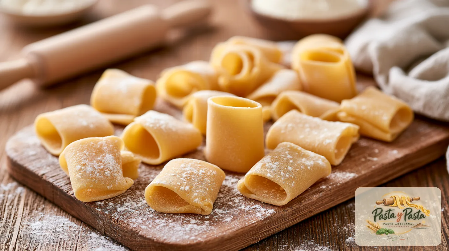 Paccheri fresca artigianale su tagliere