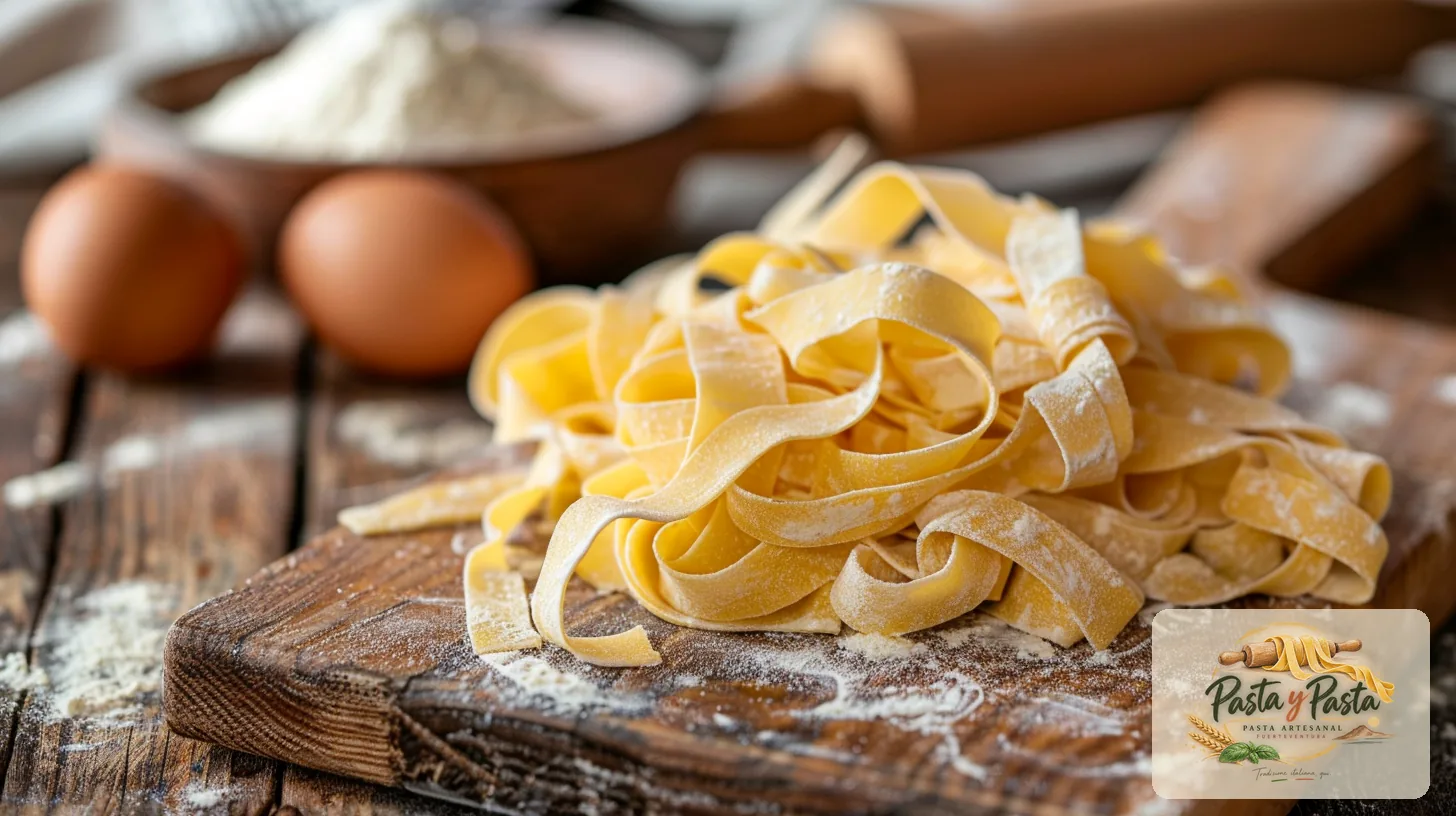 Pappardelle fresca artigianale su tagliere